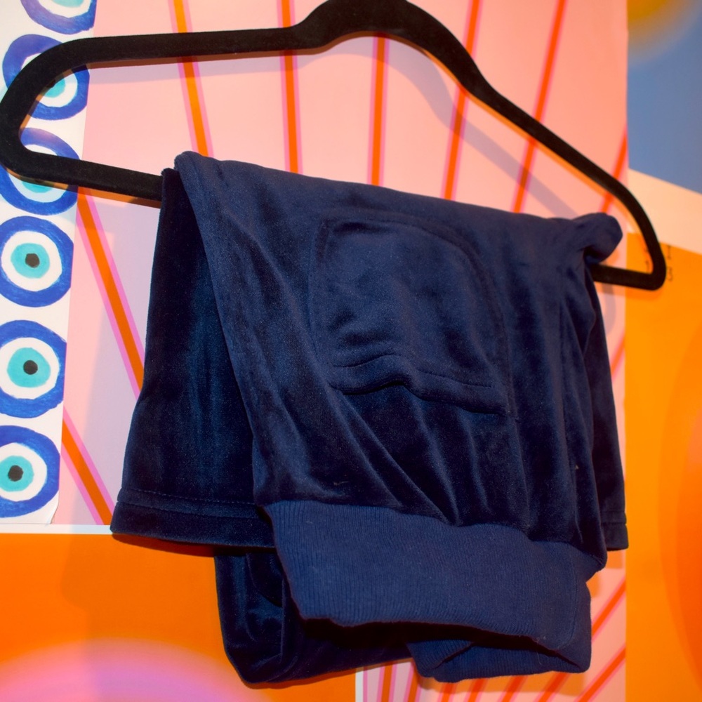 Subdued Flared Velvet Navy Sweatpants
